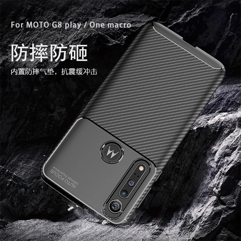 

For Motorola One Macro Case Silicone Carbon Fiber Cover For Motorola Moto G8 Play Case For Moto G8 Play G 8 G8 Plus G8Power lite