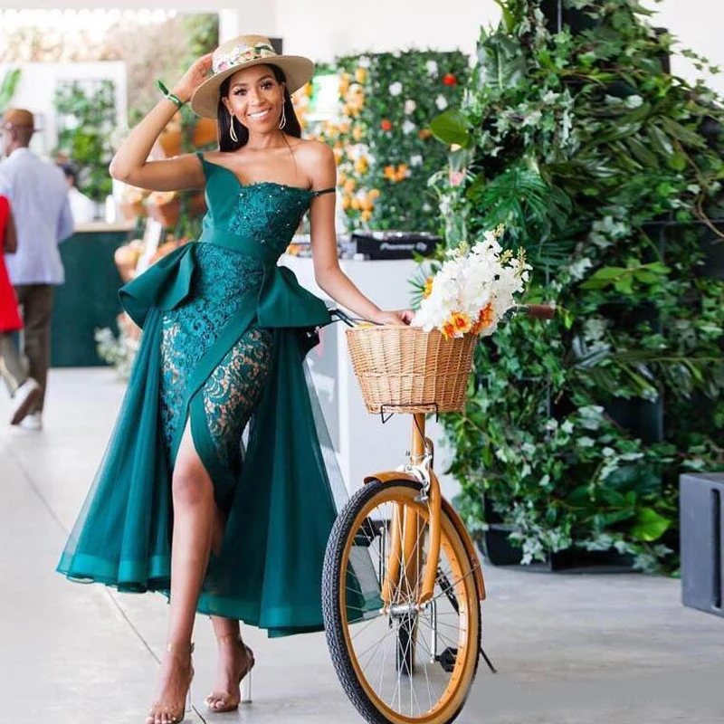 

Прозрачные африканские платья для выпускного вечера, сексуальные кружевные и тюлевые баски с разрезом спереди, Коктейльные Вечерние платья с бусинами, жемчугом размера плюс, Русалка Ev