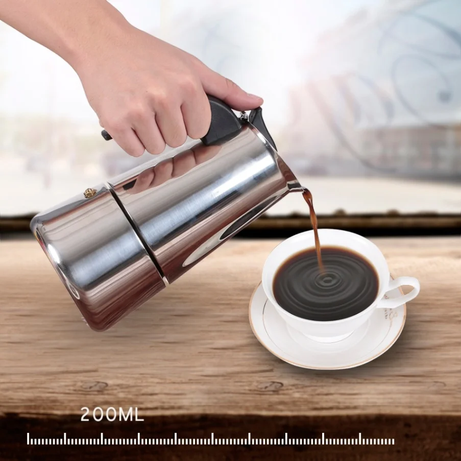 Чайник Moka, Кофеварка, эспрессо, плита, Перколятор, эспрессо, чайник, плита, топ, Кофеварка, итальянский эспрессо, Кофеварка, горшок - Цвет: 200ml