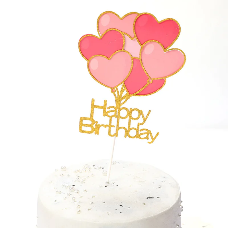 Воздушные шары с днем рождения Топпер для кексов любовь сердце я люблю тебя