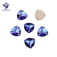yanruo 3272 fat triangle capri blue sewing glass rhinestones sew on shoes stones and crystal rhinestone for clothes