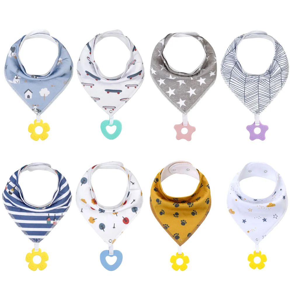 

2Pcs/Lot Baby Bandana Drool Bibs For Teething and Drooling Super Soft Absorbent Cotton Bibs Teething Toys Set Baby Feeding Bibs