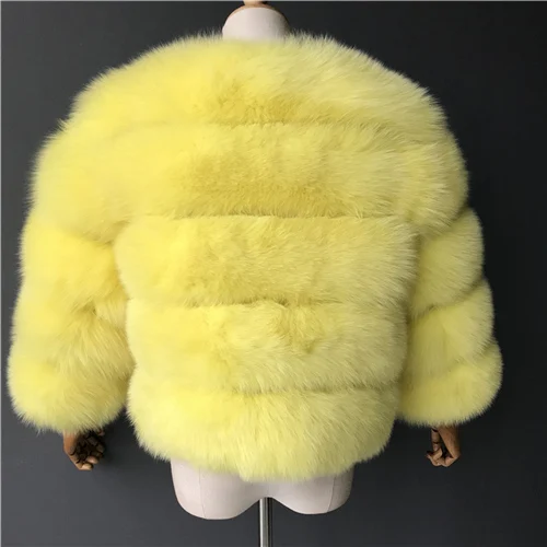 Yellow Женские пальто из натурального Лисьего меха для женщин, теплое пальто из натурального Лисьего меха, зимняя женская меховая куртка, женские цветные пальто из натурального меха - Цвет: Yellow