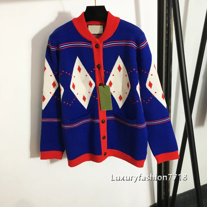 

Женский однобортный Кардиган с длинным рукавом, жаккардовый вязаный кардиган с буквенным логотипом