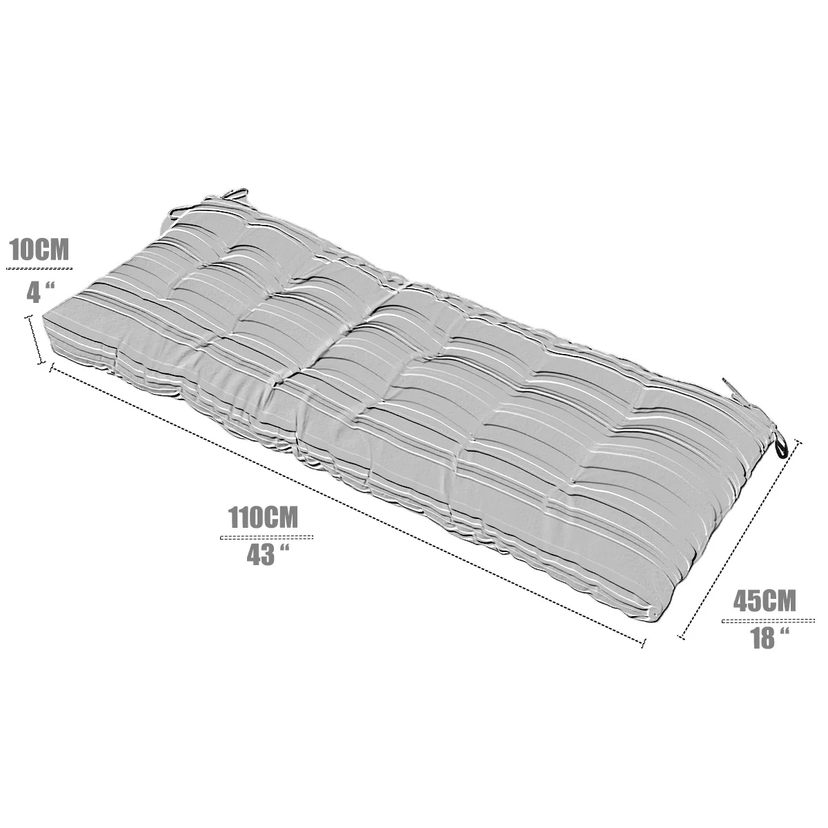 

Foldable Outdoor Long Cushion Thickening Garden Chair Cushion 110x45cm Solid Color Home Seat Mat Floor Cushion Bench Cushion