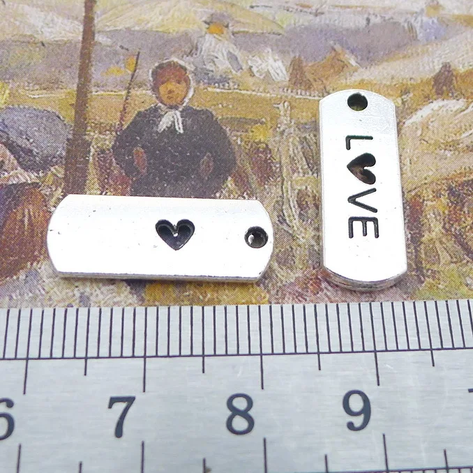 

20pcs Craft Jewelry For Women Antique Silver Color Plate Love Charms 21x8mm