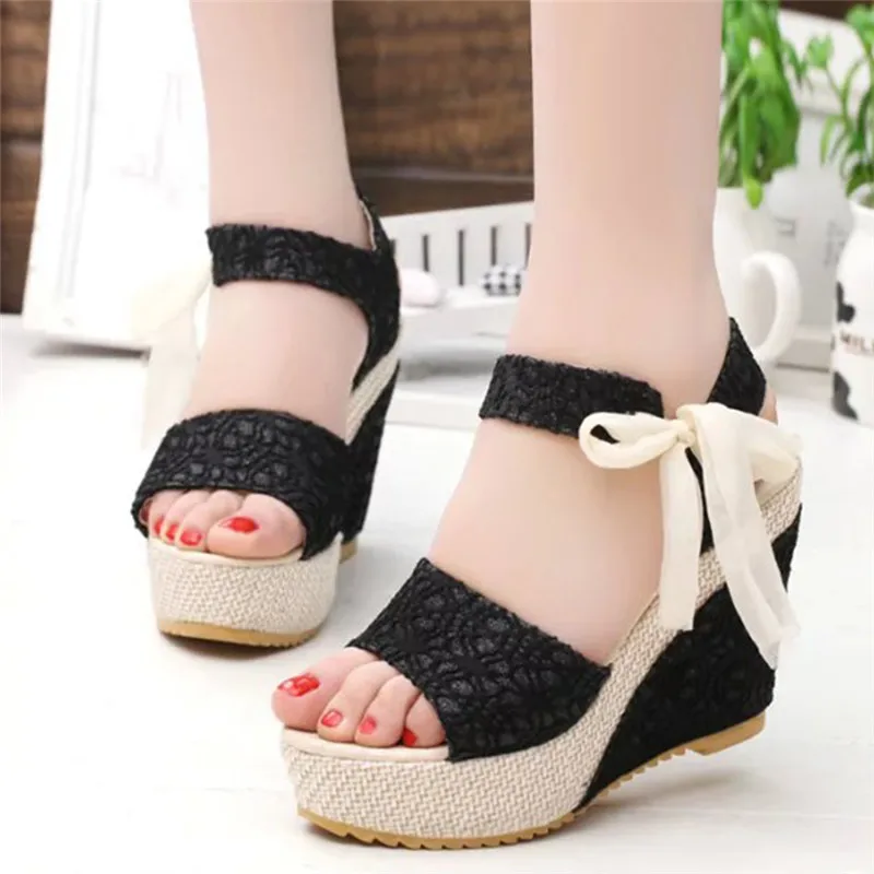 

Women Fashion Summer Platform Wedge Sandals Ankle Strap Fish Mouth Espadrilles Sandals Sandalias Femininas Sandalen Sandales