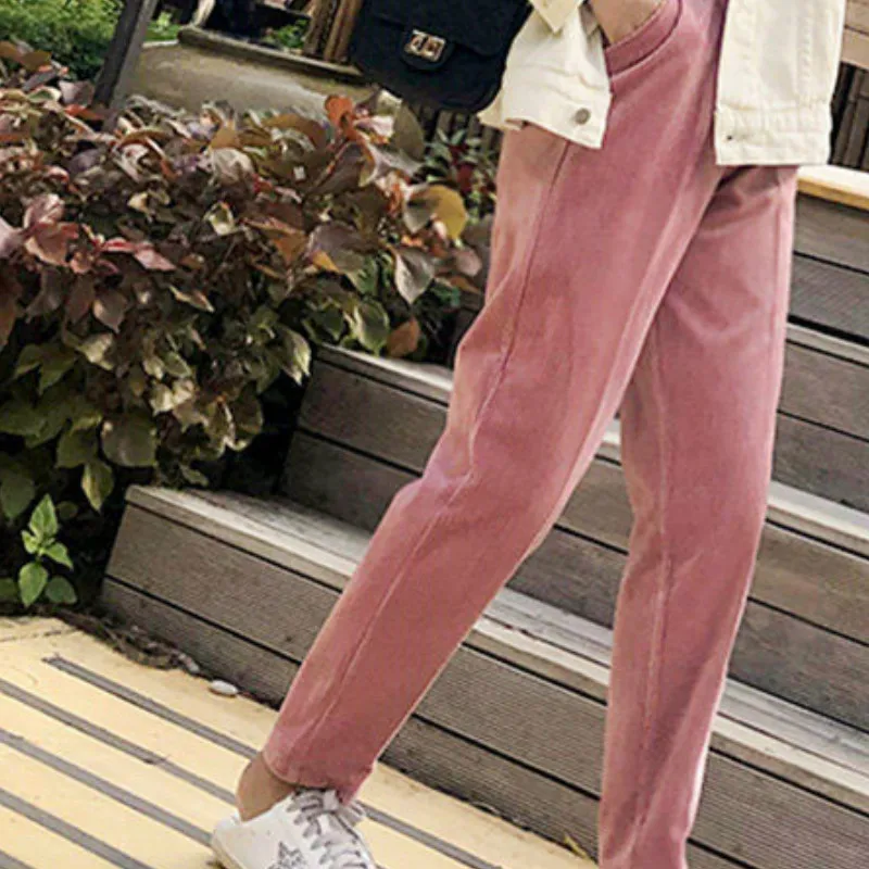 

Pants Women Corduroy Warm Long Trousers Thickening with Pockets Daily Vintage Ulzzang Korean Style Womens Harajuku Fashionable