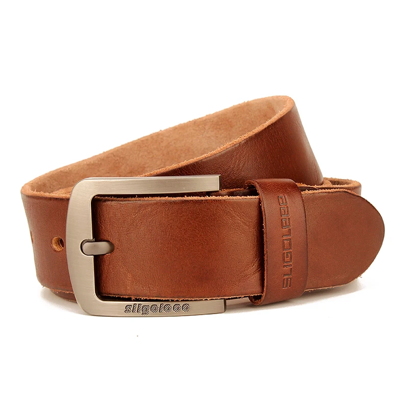 SLIGOLEEE классический дизайн пряжка мужской ремень 100% натуральная верх кожаный для