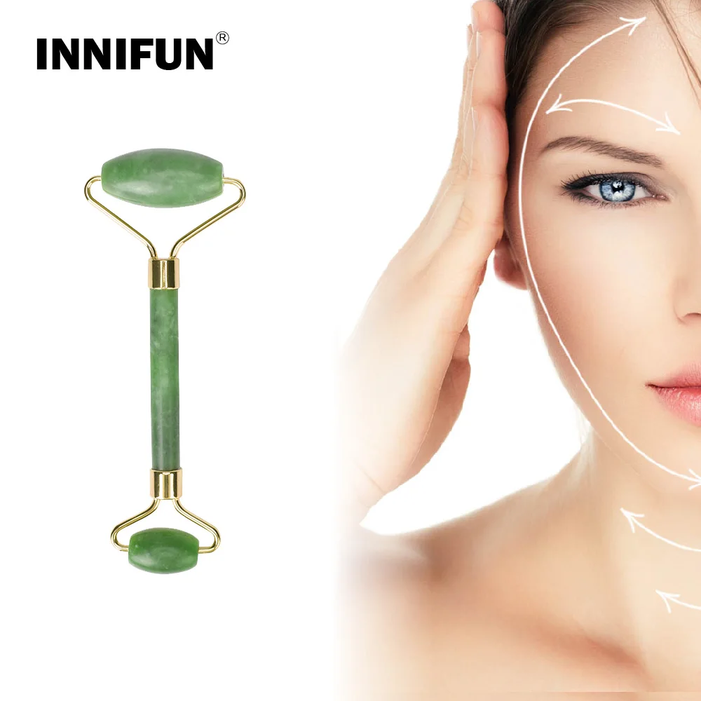 Двойная головка нефритовый ролик для массажа лица Массажер похудения инструмент