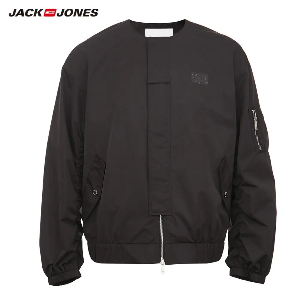 JackJones мужская однотонная прямая бейсбольная куртка с воротником байкерская