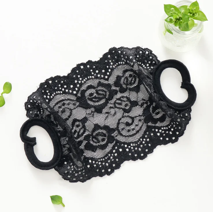 BLACK Новая кружевная маска для рта Женская Цветочная маска от солнца дышащая маска для рта многоразовая маска для лица моющаяся маска для рта - Цвет: BLACK