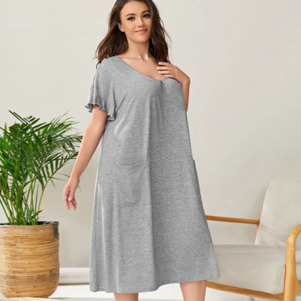 

Womens Nightgown Sleepshirt Soft Sleepwear Nightshirt Loose Comfy Sleep Dress Short Flare Sleeve Nightdress Loungewear SQWAD1