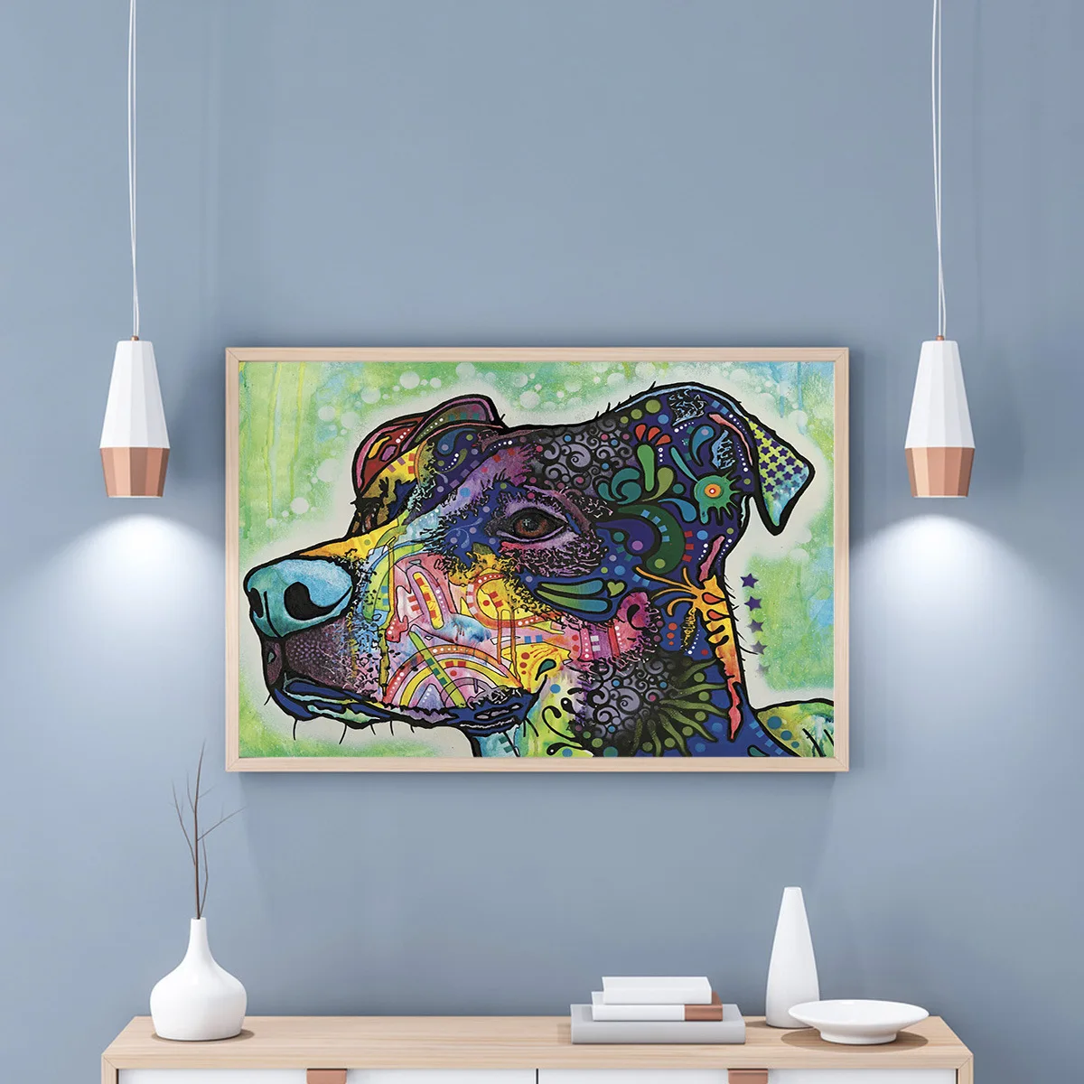 Красочные собаки головы Животные Безрамное DIY Краски ing по номерам Wall Art на холсте
