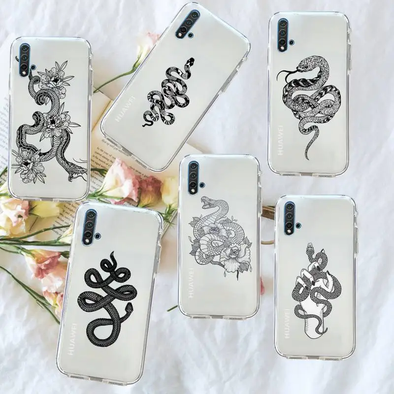 

Snake Simple lines Phone Case Transparent for Huawei honor P mate 40 20 30 10 50 i 9 x mate pro lite 8a