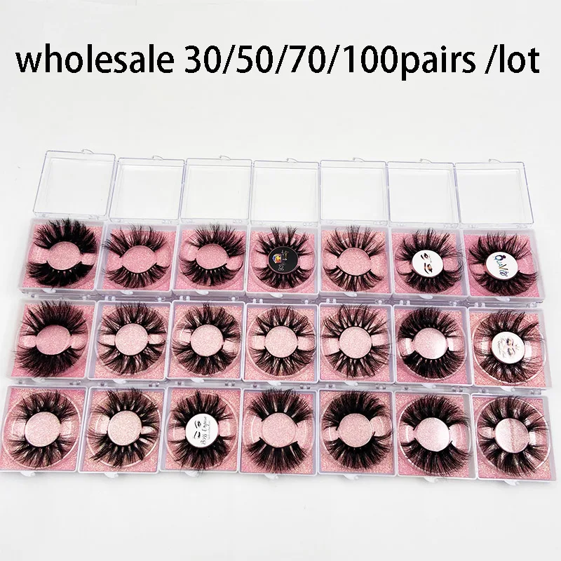 30/50/70 Pairs Wholesale MIKIWI 25mm 3D Mink Eyelashes Soft Dramatic Long Makeup Lashes Wholesale 3D real Mink Eyelashes In Bulk