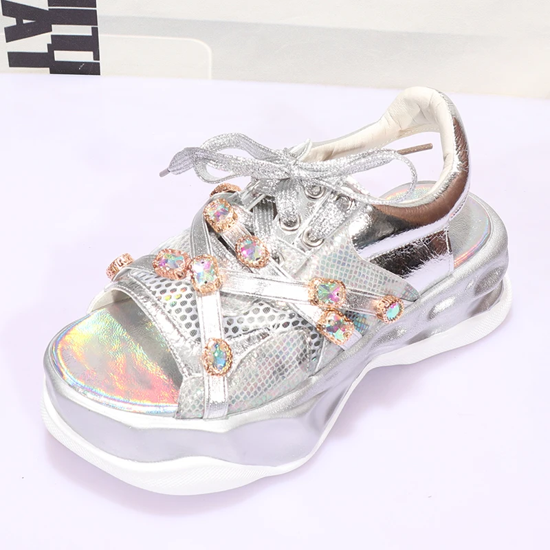 

New Women Rhinestone Beach Sandals Woman Footwear Platform Flats Ladies Gladiator Sandals Female Brand Sandals Zapatos De Mujer