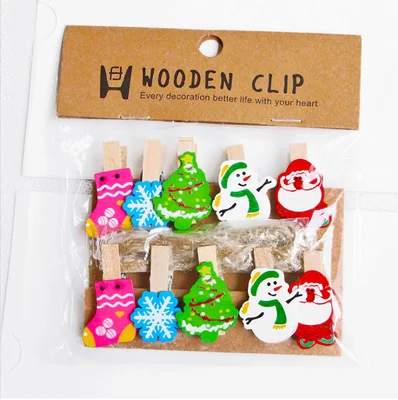 12/8/10 mini note paper clips for Christmas tree bear wood clip photo clips clothespin craft decoration clips - Color: HYDF14
