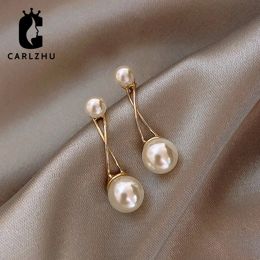 2020 простая элегантная Золотая серьги из серебра 925 белая серьга с искусственным