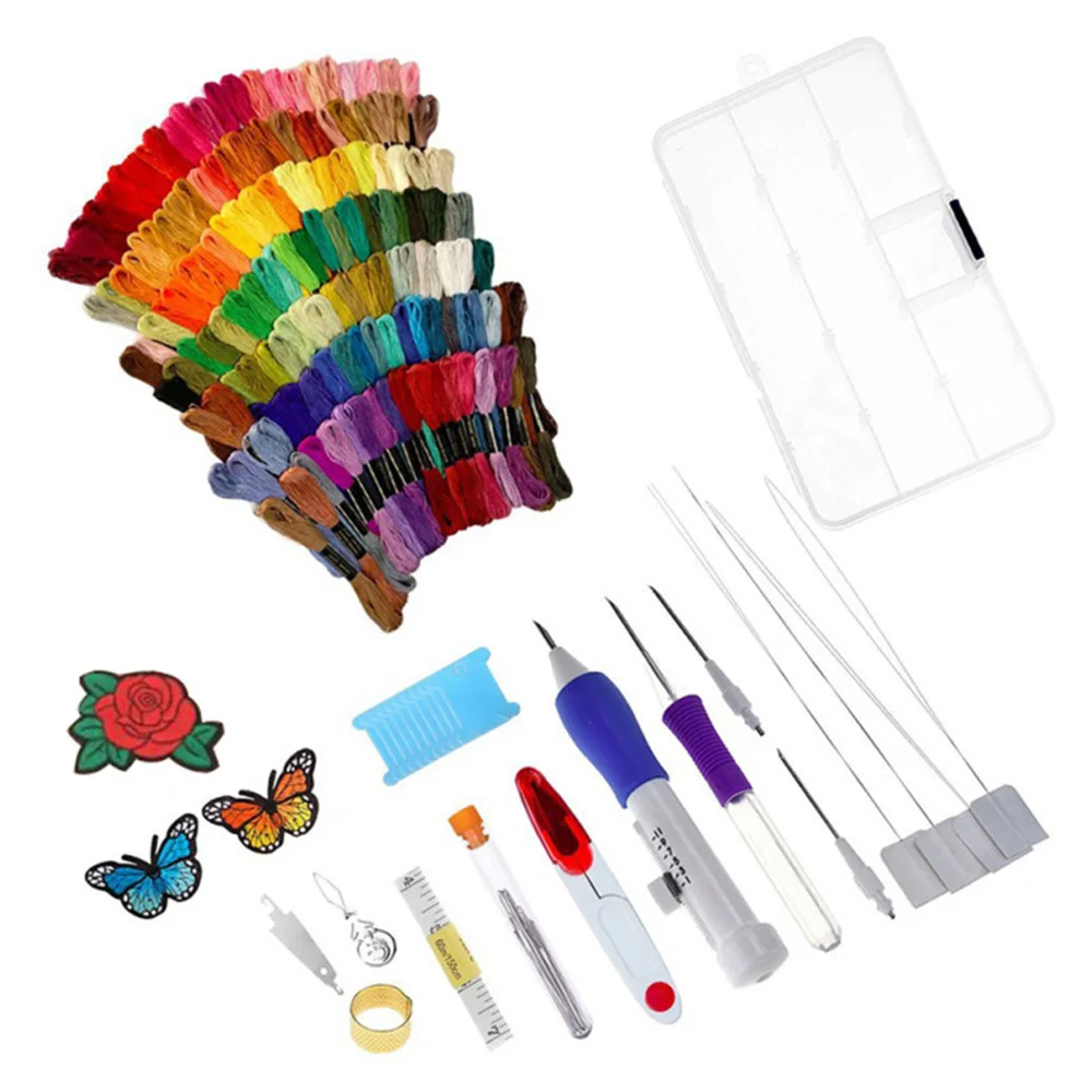 136 шт. Набор для вышивания узоров разноцветных нитей шитья вязания DIY Инструменты