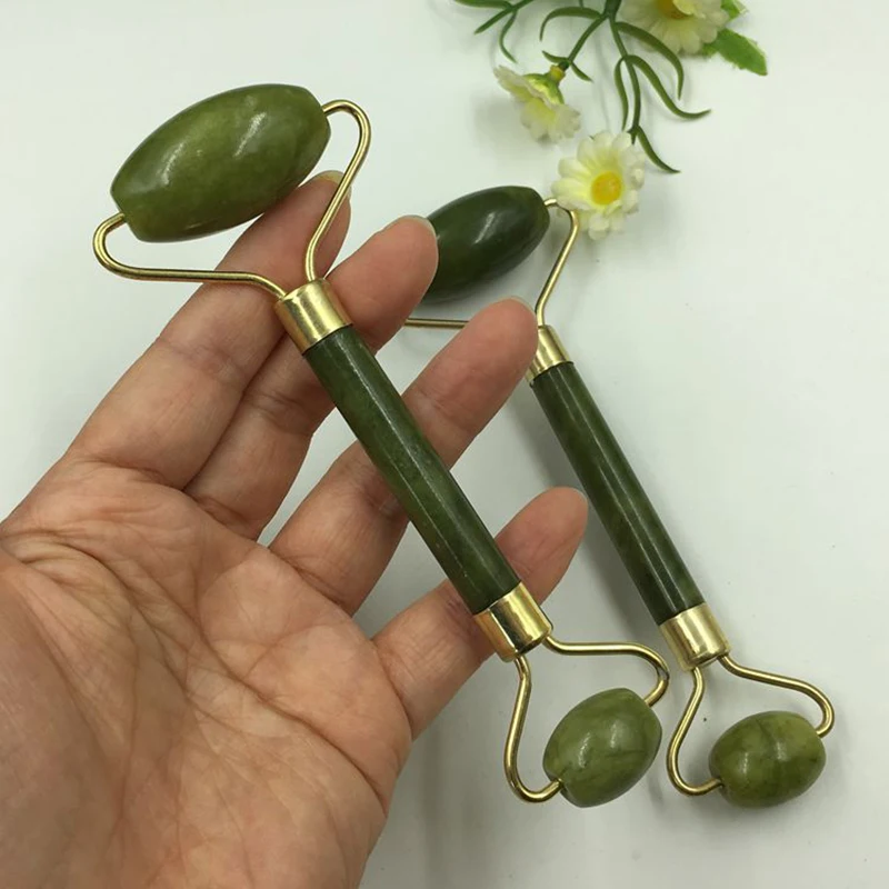 Ice Roller Double Head Facial Massage Set Eye Neck Face Slimming Massager Green Nature Jade Skin Care Tools | Красота и здоровье