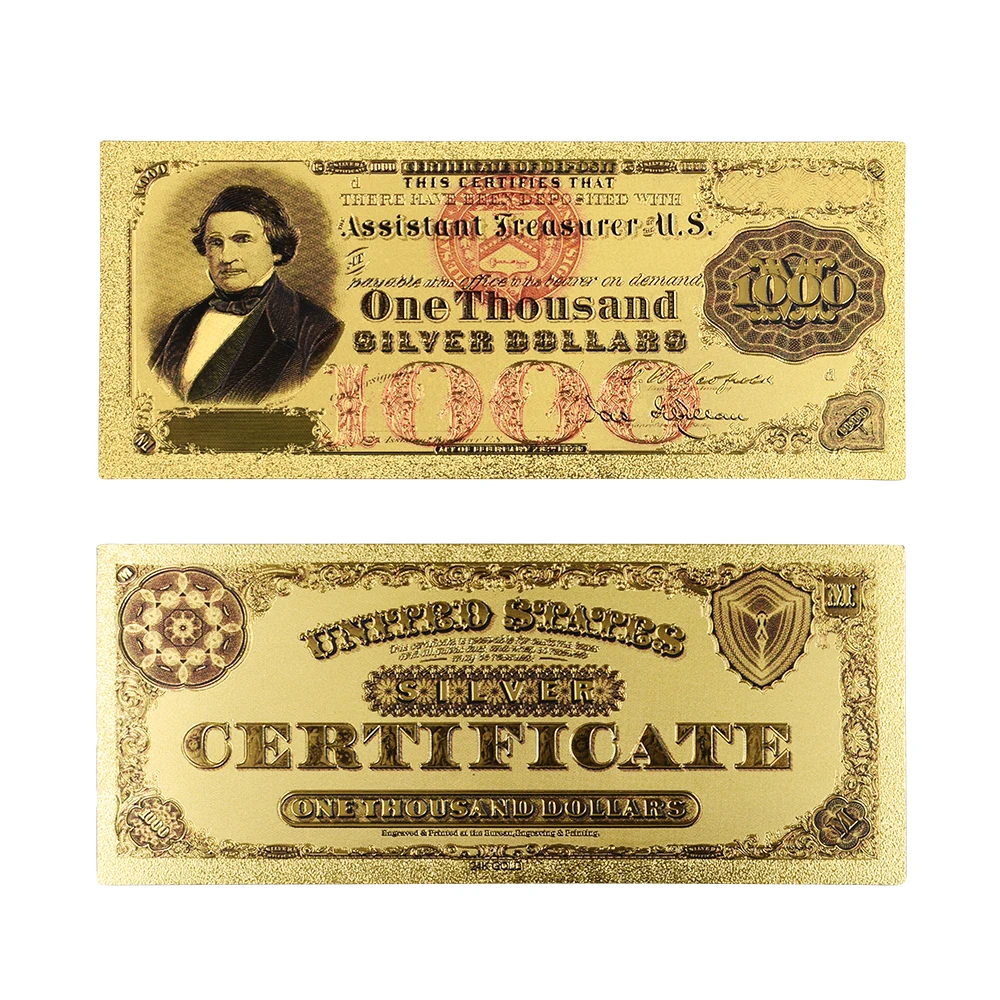 Горячая продажа 1878 года Красочные США золотые банкноты Новые 1000 долларов