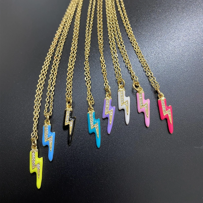 Ожерелье с капающей эмалью молнией и болтом женское ожерелье микрозакрепкой из
