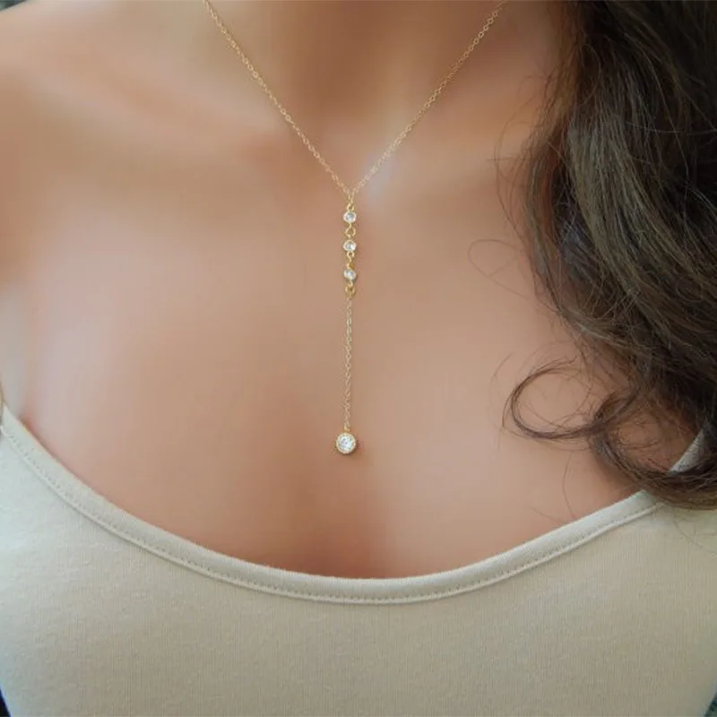 

2021 fashion new product clavicle chain ladies tassel simple necklace diamond pendant exquisite fashion jewelry