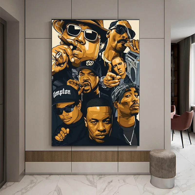 

Portrait of 2PAC Tupac Abstract Canvas Paintings on The Wall Art Posters and Prints Modern Rapper Pictures Wall Decor Cuadros