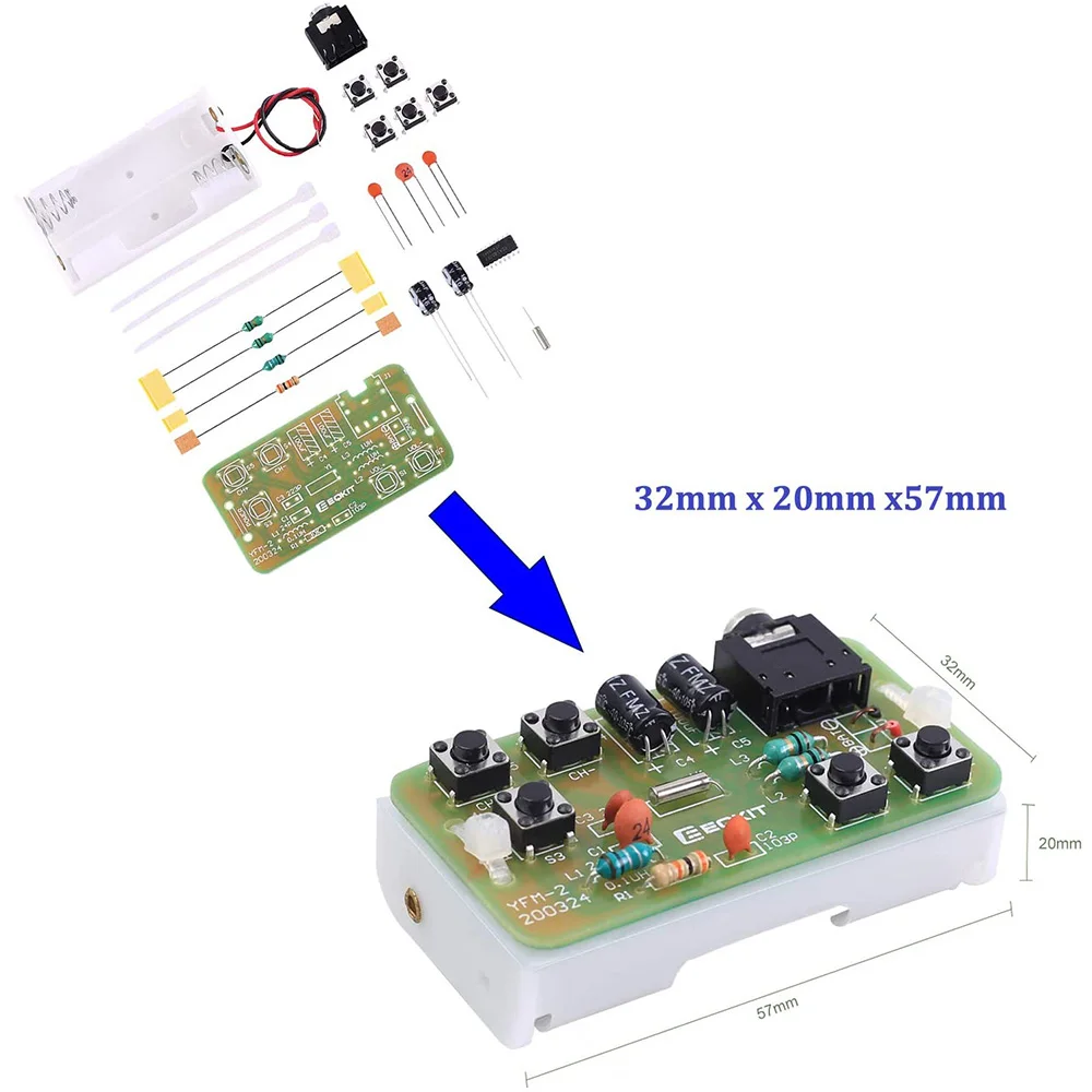 76-108MHz FM Stereo Radio DIY Electronic Kit Wireless FM Receiver Transmitter Module Microphone Board Soldering Practice Project