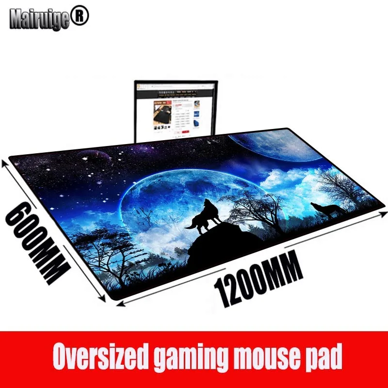 

MRGBEST Wolf Moon Custom Full Size Mouse Pad Mat Large XXL Gaming Customized Mousepad for Computer Keyboard Desk 100 120 140cm