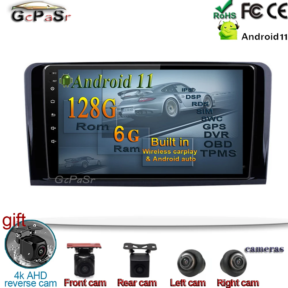 9 &quot6G + 128G Android 11 для mercedes benz GL ML Класс W164 X164 Автомобильный мультимедийный