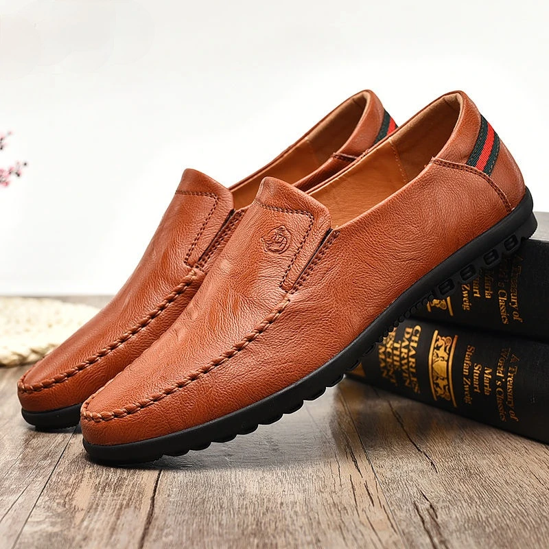 

Genuine Leather Men Loafers Handmade Casual Shoes Man Moccasins Men Split Leather Flat Shoes Mens Slip on Shoes