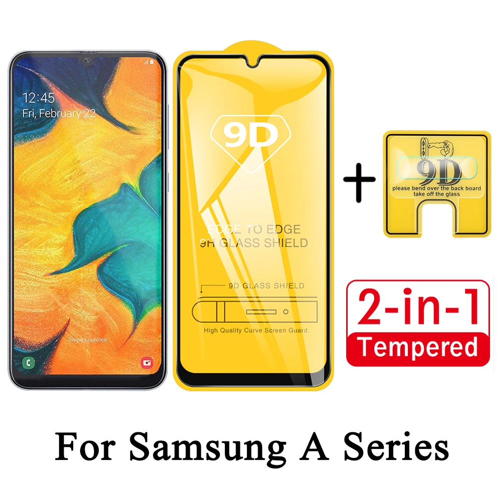 2 в 1 9D полное закаленное стекло для Samsung Galaxy A70 A705F SM-A705FN A90 A60 A40 A50 A30 A20 A10 S объектив