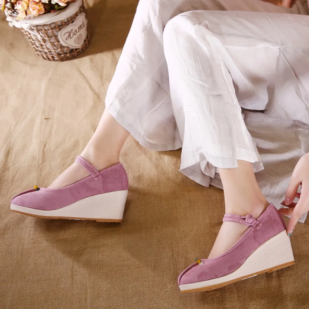 SAGACE/обувь с вышивкой Женская обувь в винтажном стиле изящная элегантная Тканевая