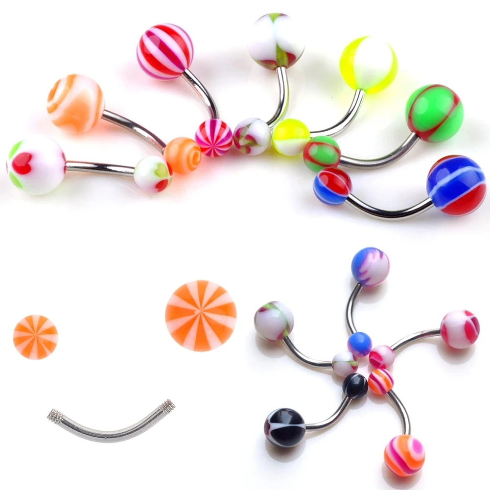 

10Pcs Mixed Navel Belly Bars Ring Button Buckle Navel Rin Surgical Body Piercing Jewellery For Woman