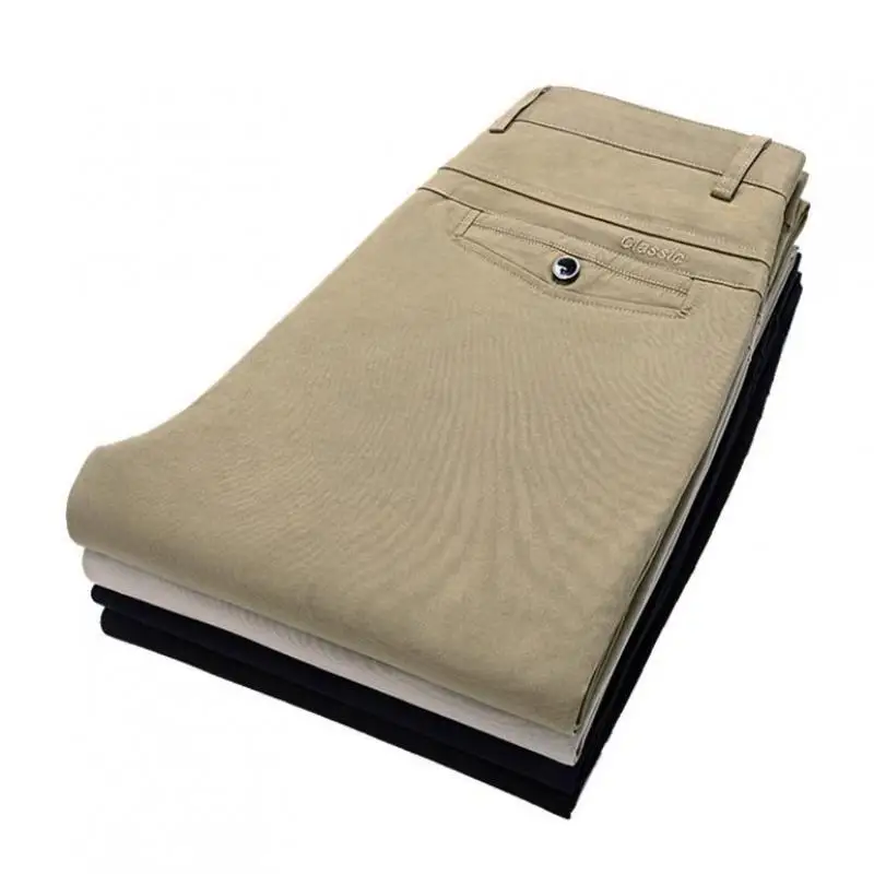 

2020 Fashion High Quality Cotton Men Suit Pants Straight Spring Autumn Long Male Classic Business Casual Trousers Full Length