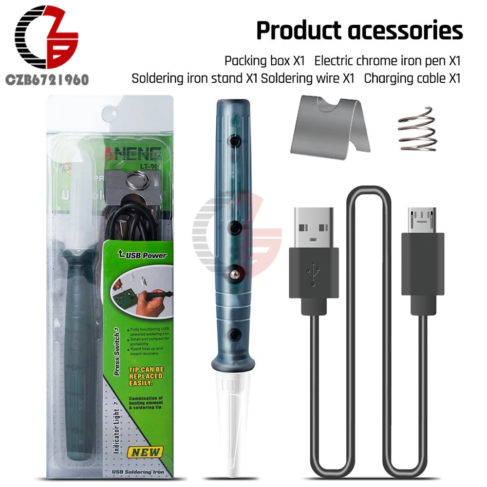 

DC 5V 8W Temperature Adjustable USB Soldering Iron Three Gears Adjustable 2 Seconds Turn On Electric Chrome Iron Pen for Arduino