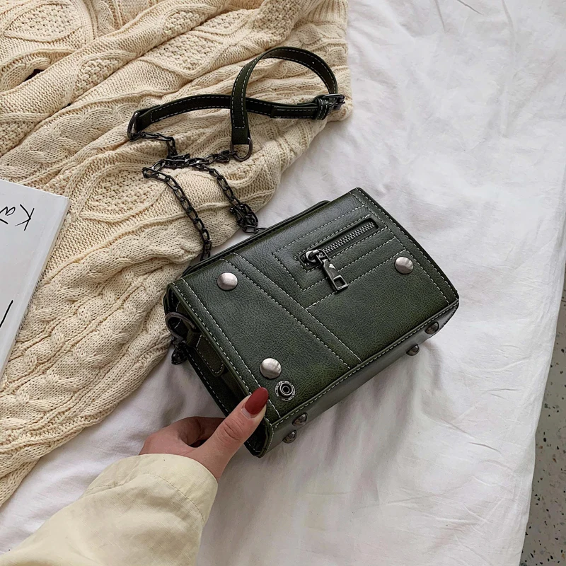Bolsos Mujer, модные сумки в форме коробки для женщин,, роскошные сумки, женские сумки, дизайнерские, с металлическими заклепками, с клапаном, вечерняя сумочка - Цвет: Style 1
