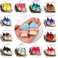 6cm three layer cotton thread tassel pagoda pine color contrast hanging earring hand diy clothing accessories decorative craft
