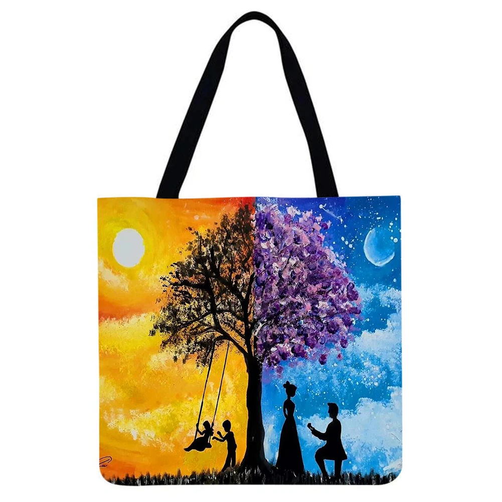 

Love Tree Printing Shopping Bags Eco-friendly Reusable Foldable Shoulder Bag Large Handbag Tote Bag for Women Shopping Pouch