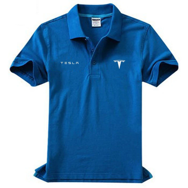 Брендовая одежда рубашка поло с логотипом Tesla повседневная однотонная мужская