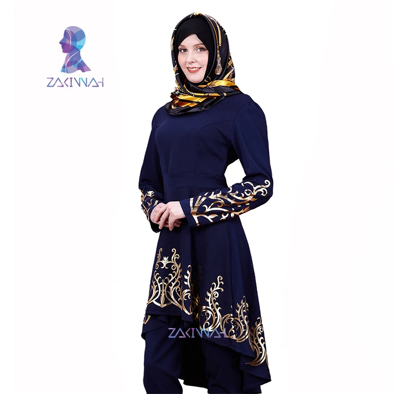 ZK009 модный мусульманский однотонный топ с горячей штамповкой и позолоченным