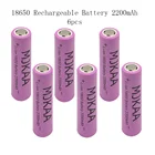 6 шт.партия, литий-ионные перезаряжаемые батарейки 18650 розового цвета, 2200 мАч, 3,7 в