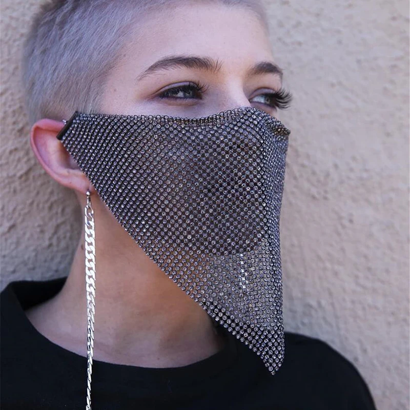Блестки личности металла Блестящий Алмаз треугольник вуаль Женская мода стразы