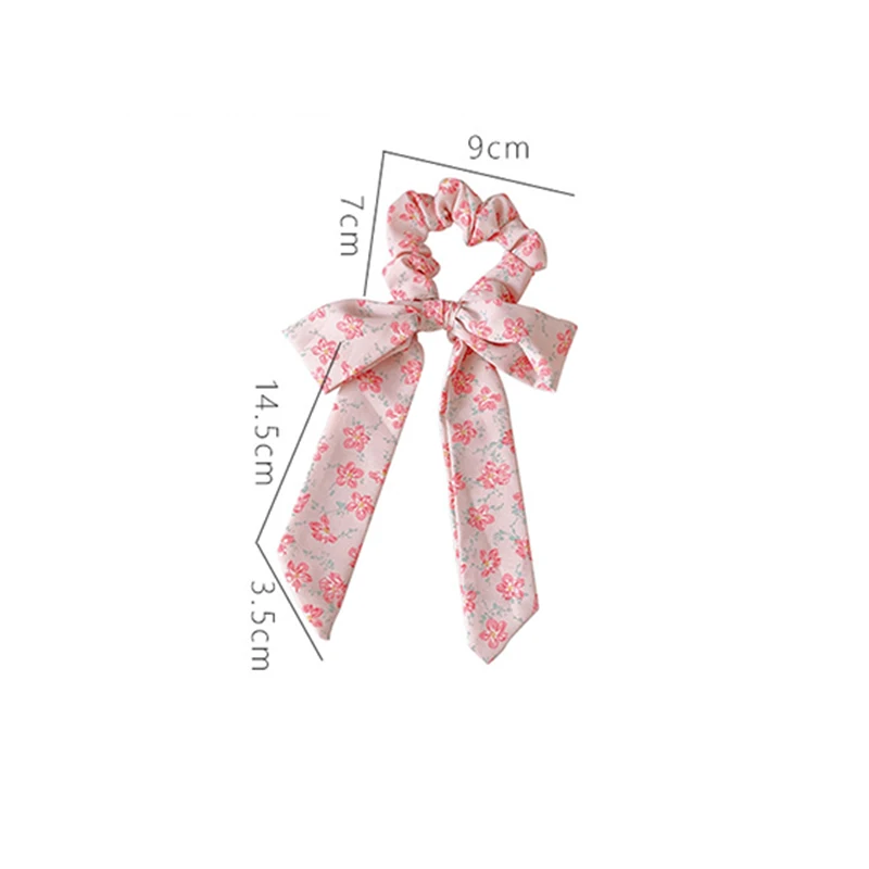 

1PC Korean Chiffon Streamers Bow Scrunchies Floral Print Hair Ties For Hair Accessories Women Ponytail Hair Rope Girls Headwear