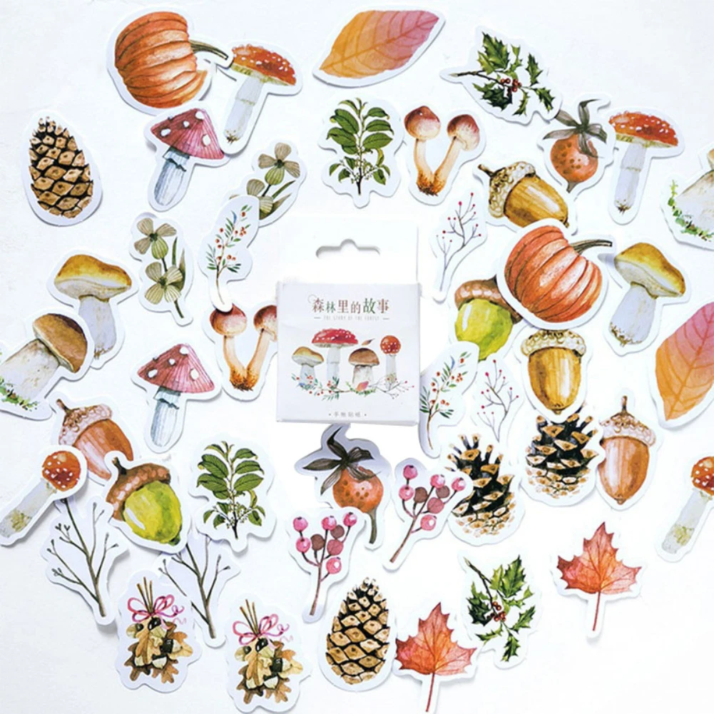 

46 шт./коробка, много стилей, растения, пищевая бумага, клейкая Уплотнительная наклейка s для DIY, дневник, альбом, рамка, украшение, детский пода...