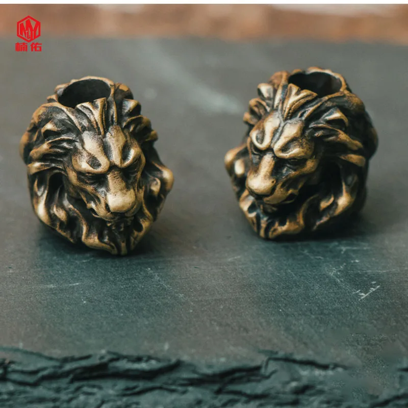 

EDC Инструменты ретро латунный нож Король Лев Бусины Из паракорда браслет подвесной фонарик