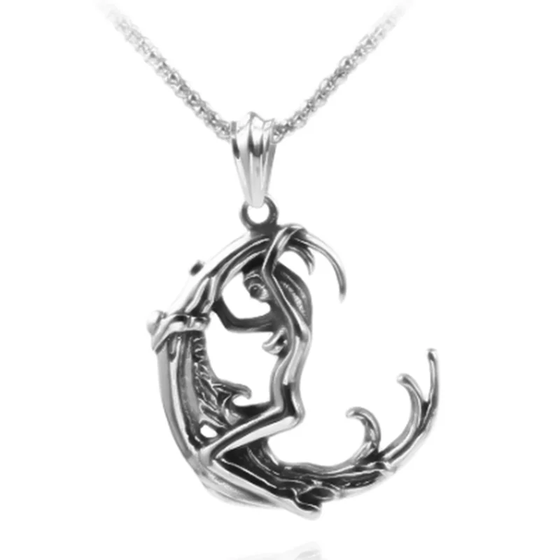 

Moon Goddess Witchcraft Pentagram Magic Amulet Men's Pendant Moon Necklace Ladies Tibetan Retro Jewelry