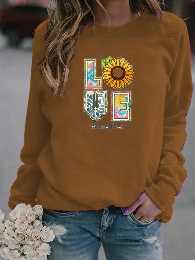 

Women Hoodie Love Letter Printed Hoodies Women Fleece Long Sleeve O Neck Loose Sweatshirt Girls Pullovers Autumn Winter